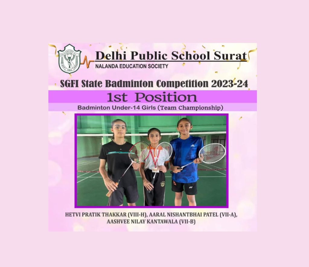 "SGFI State Badminton Competiton 2023-24: U-14 Girls Team Champs"