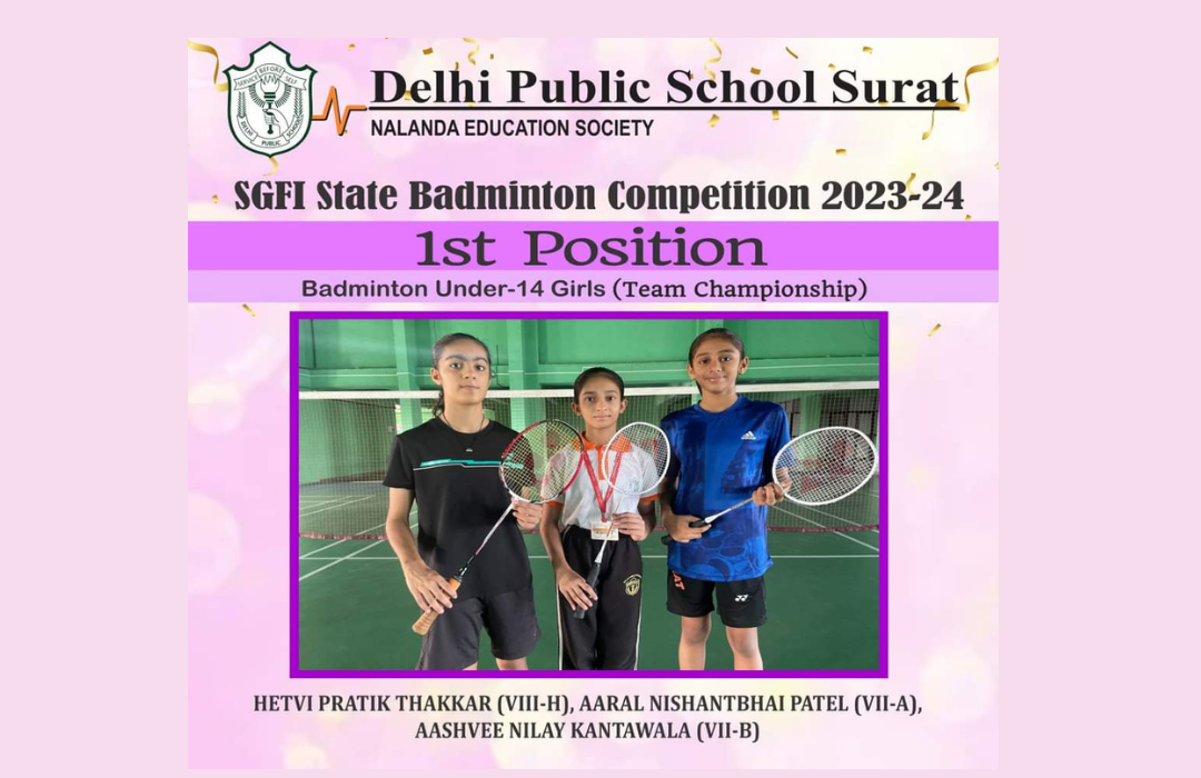 "SGFI State Badminton Competiton 2023-24: U-14 Girls Team Champs"