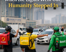 dubai traffic handle by delivery boys.