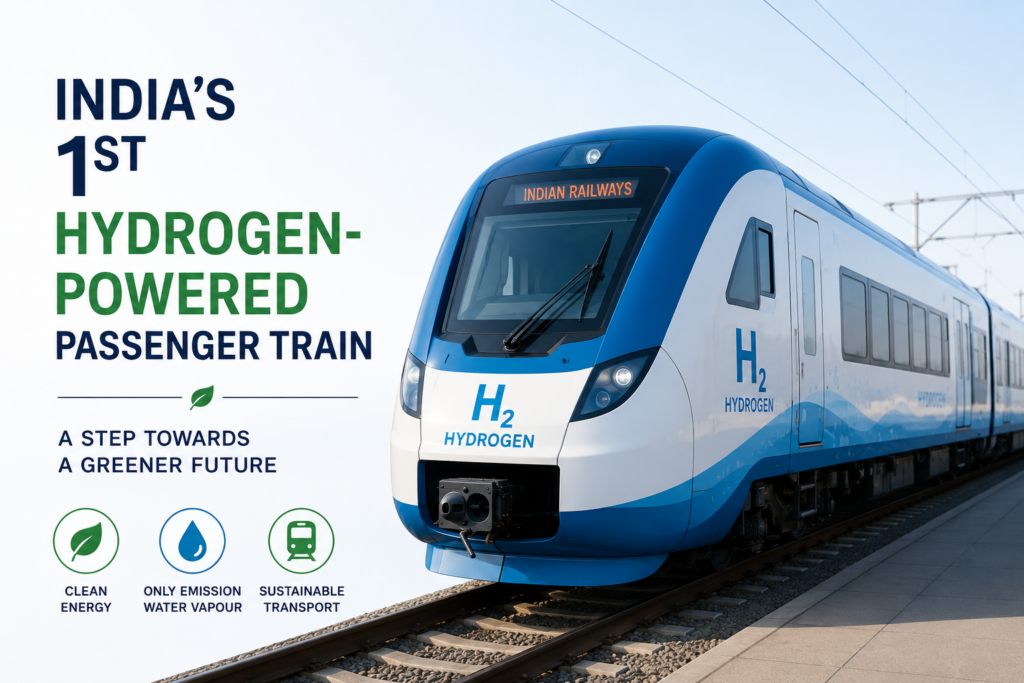 India's 1st hydrogen-powered passenger train on railway tracks.