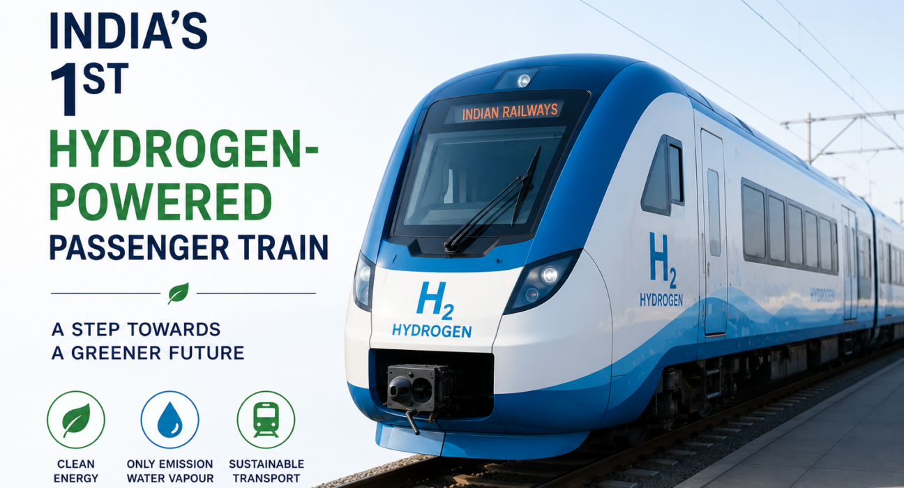 India's 1st hydrogen-powered passenger train on railway tracks.