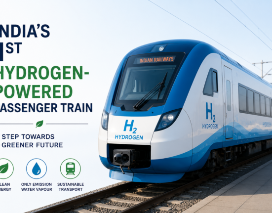 India's 1st hydrogen-powered passenger train on railway tracks.