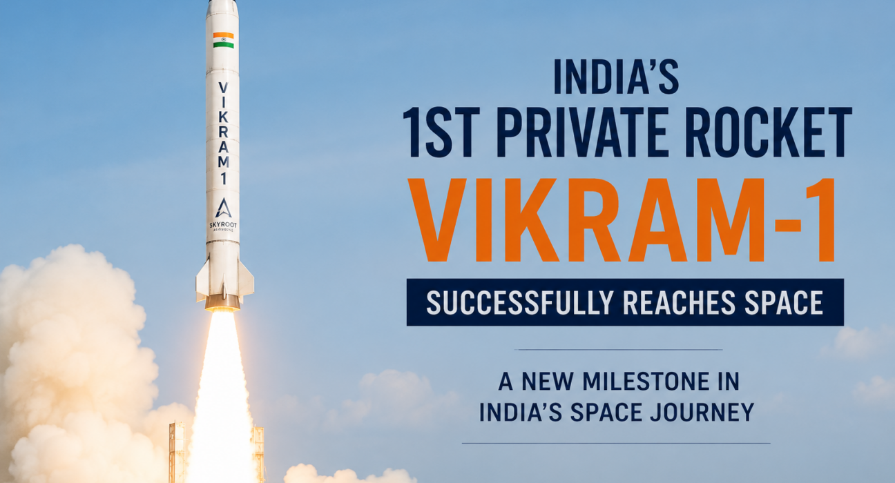 Vikram-1, India's first private orbital rocket, launching into space from Sriharikota.